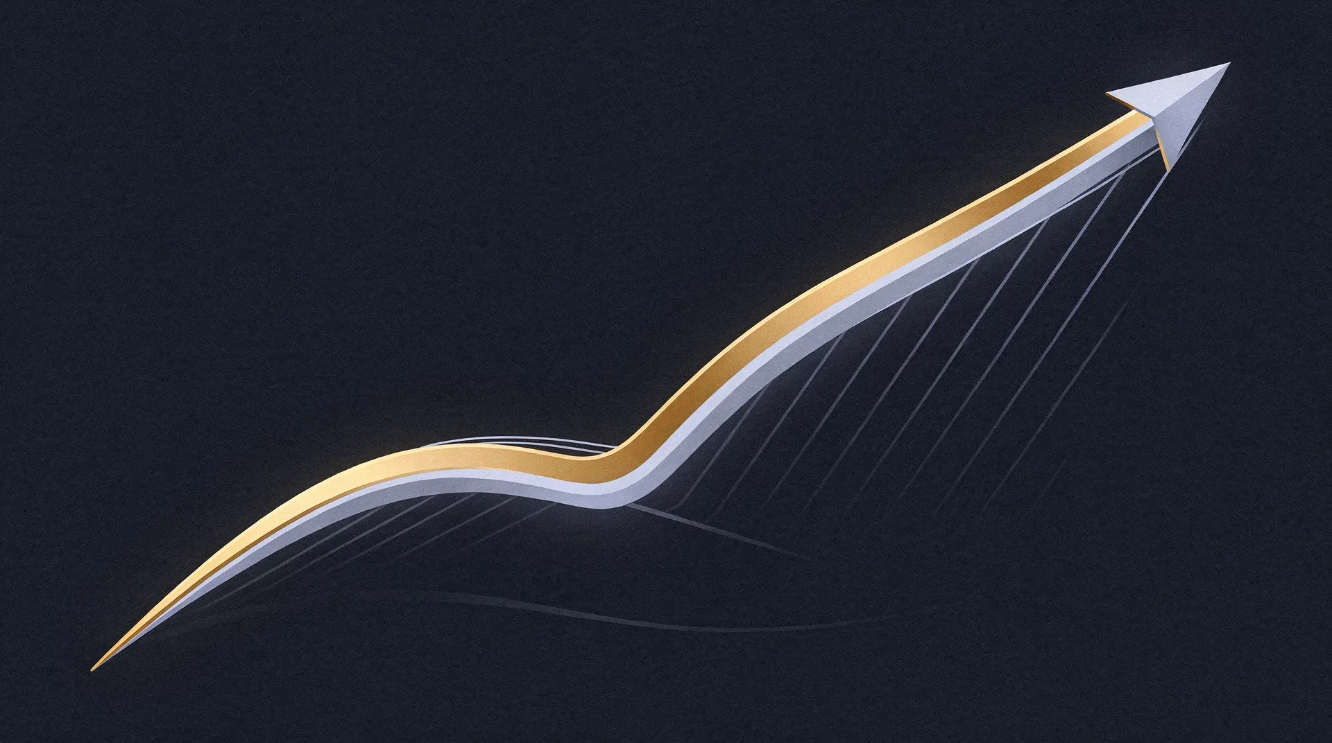 Abstract illustration of a steepening yield curve line on a dark blue background, showing diagonal divergence
